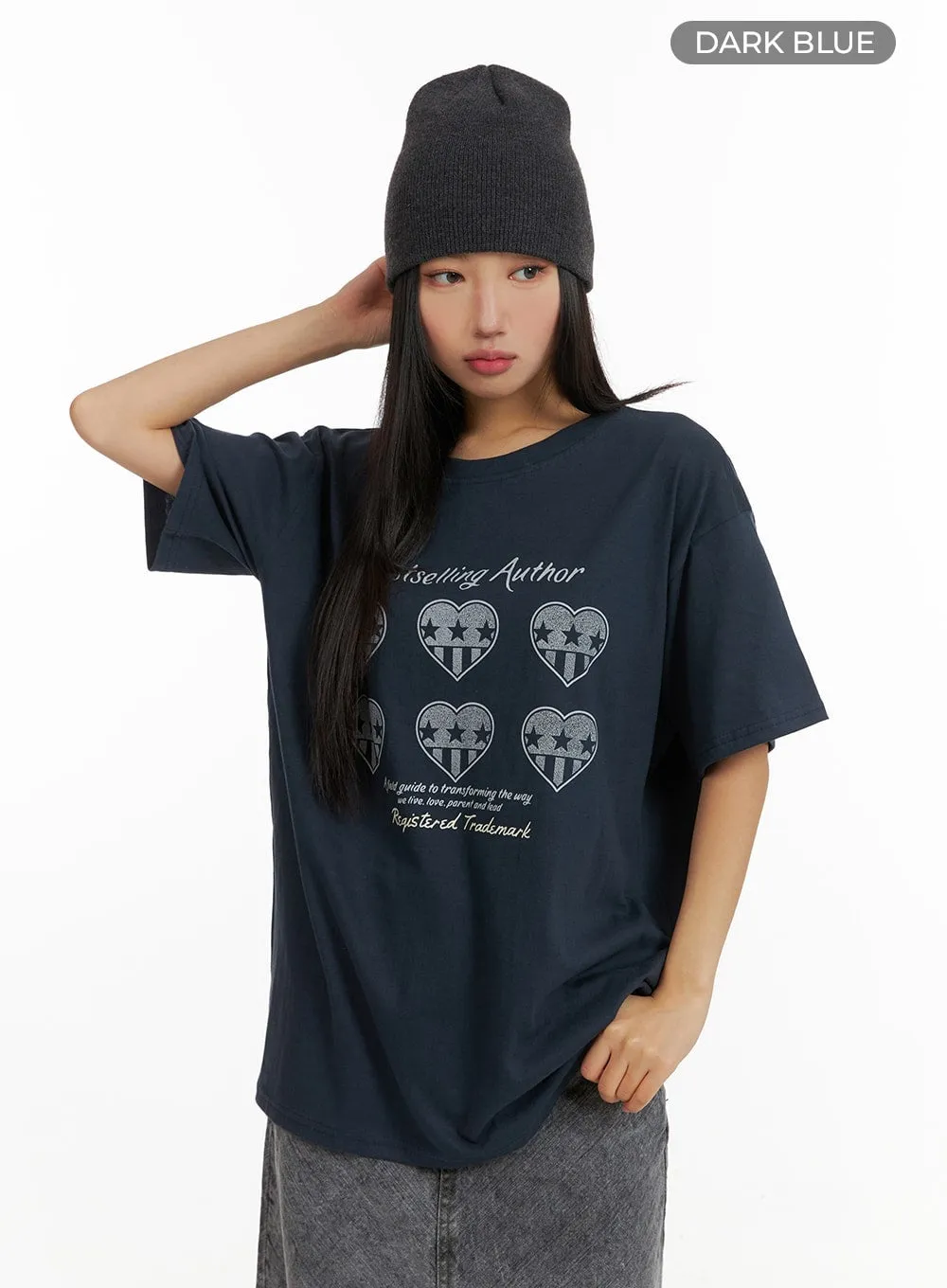 Cozy Graphic Lettering Oversized Tee CM408