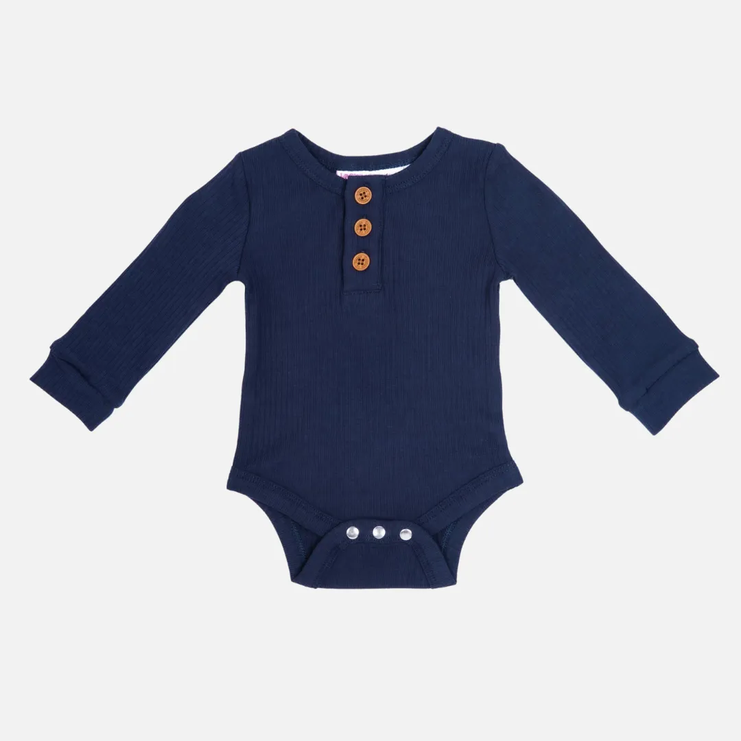 Cozy Long Sleeve Bodysuit/Top - Navy