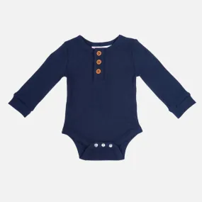 Cozy Long Sleeve Bodysuit/Top - Navy