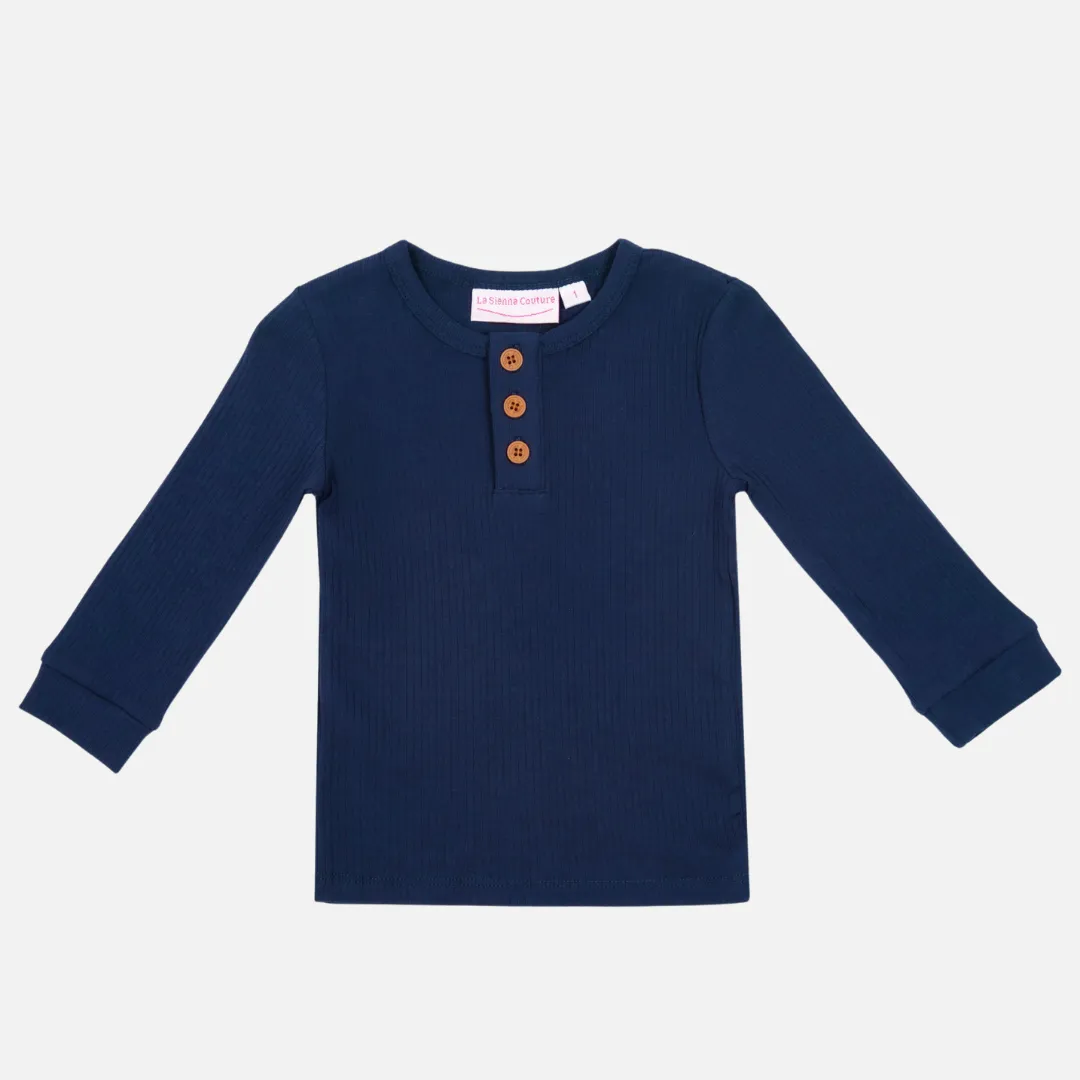 Cozy Long Sleeve Bodysuit/Top - Navy