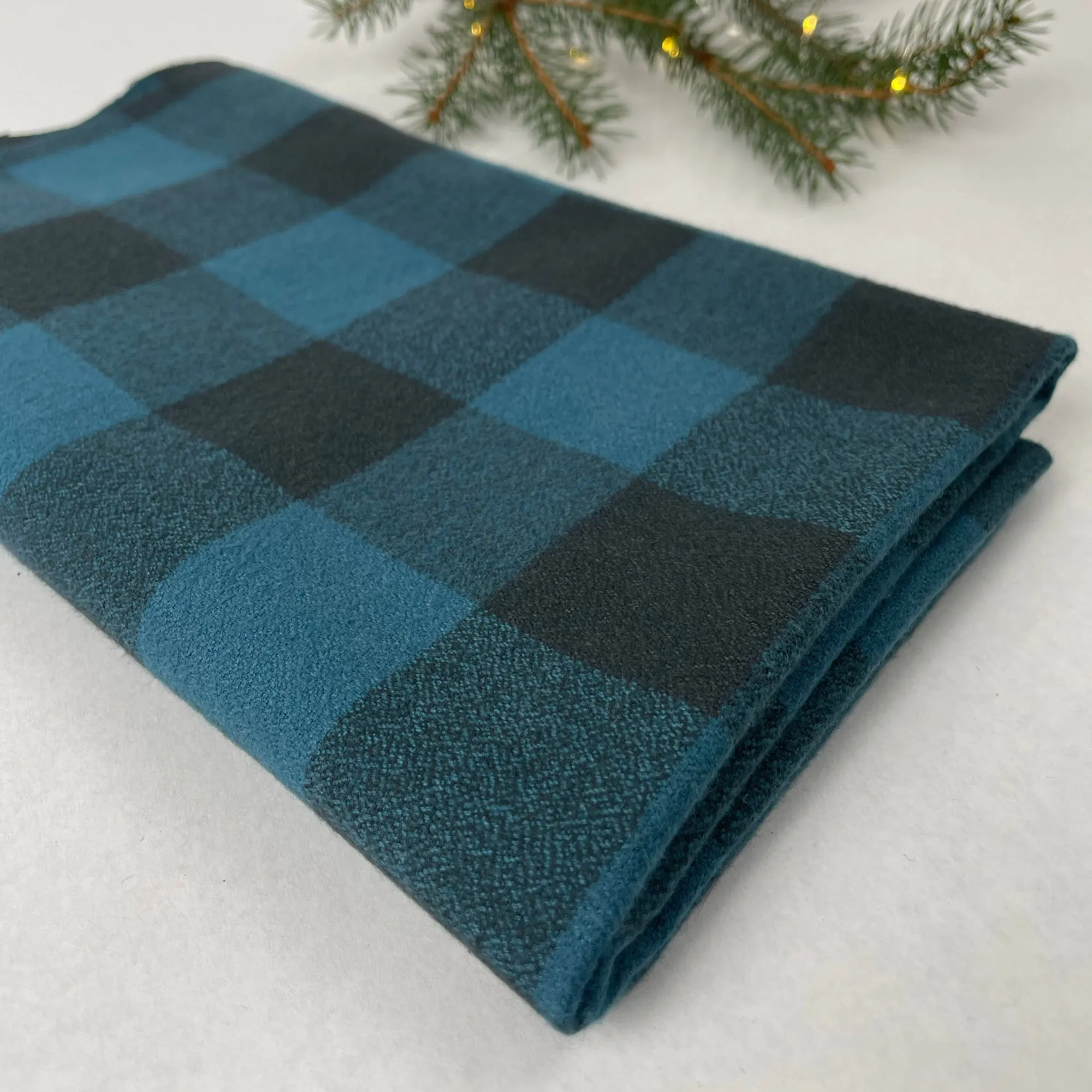 Cozy Organic Cotton Flannel in Ocean Buffalo Check