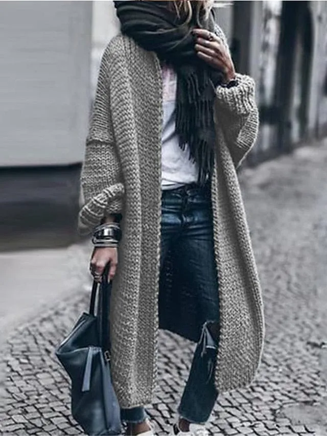 Cozy Oversized Ribbed Knit Cardigan for Women