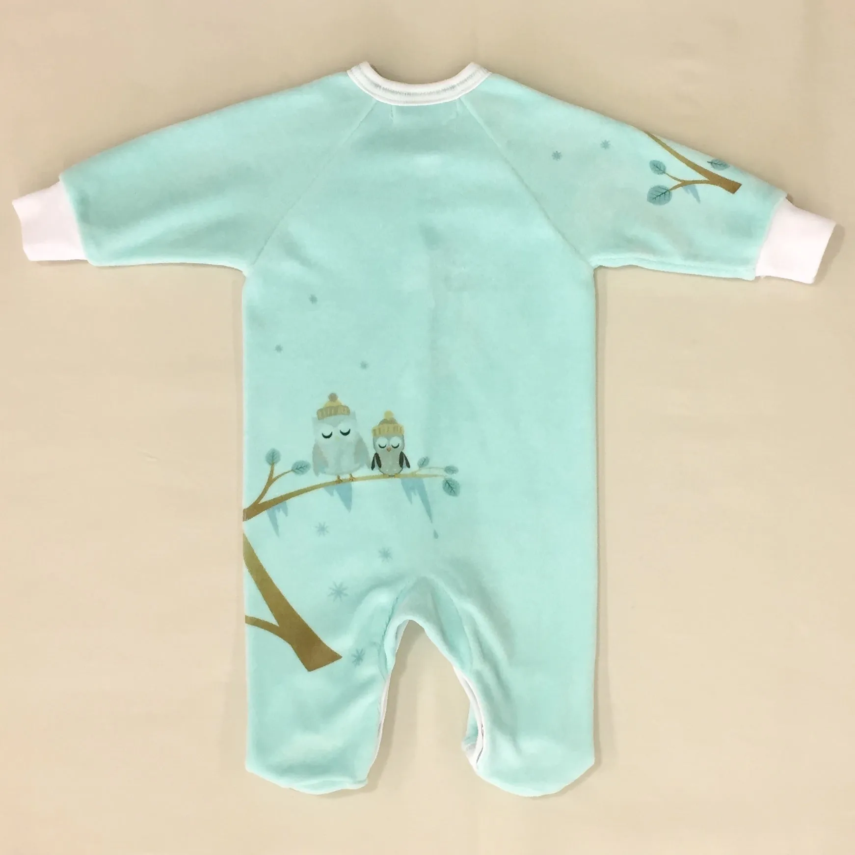 Cozy Owl Velour Set -Aqua