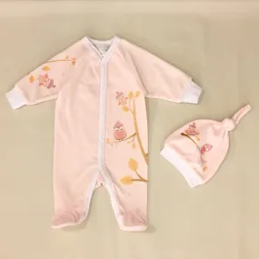 Cozy Owl Velour Set- Peachy Pink