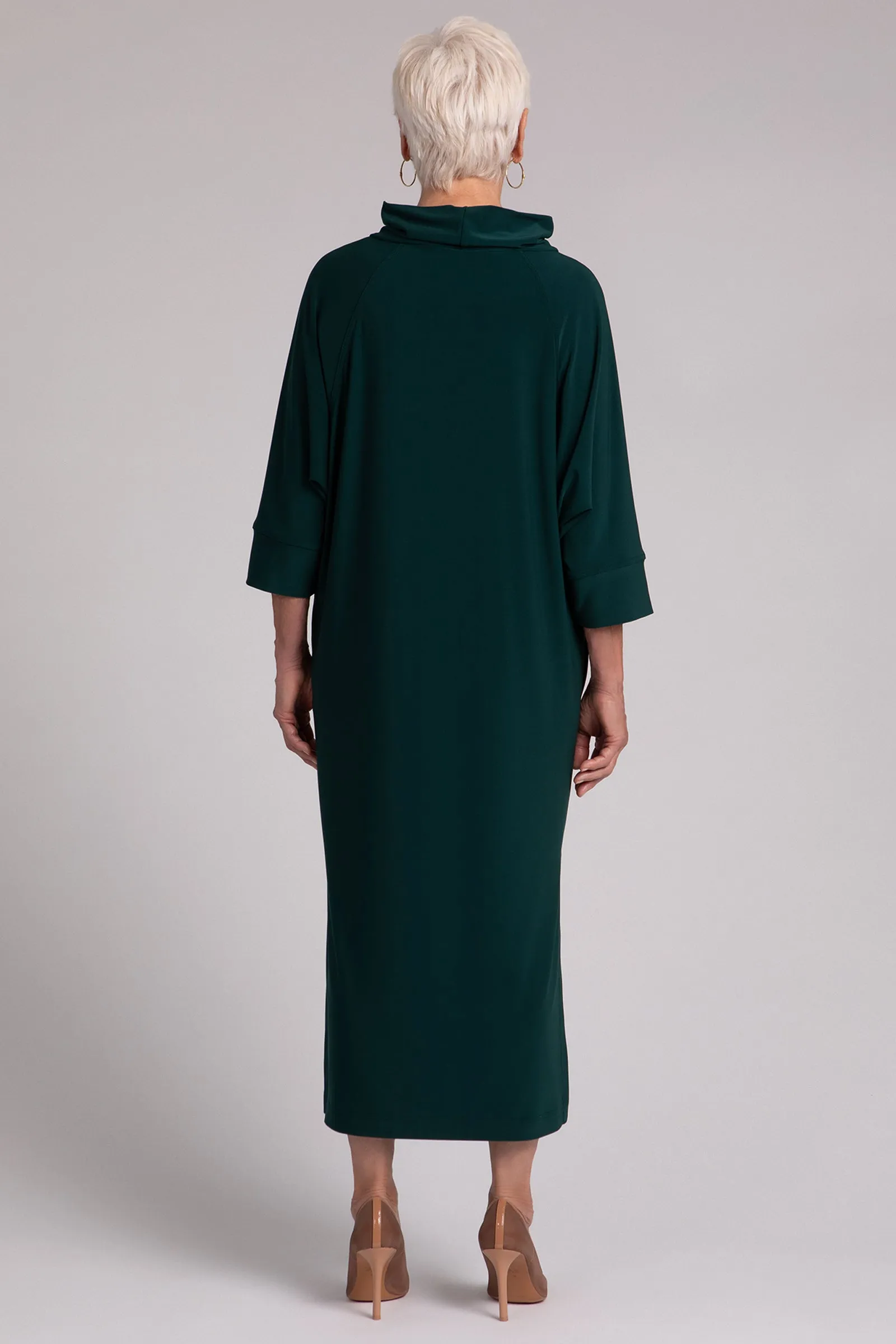 Cozy Raglan Funnel Neck Dress | Evergreen