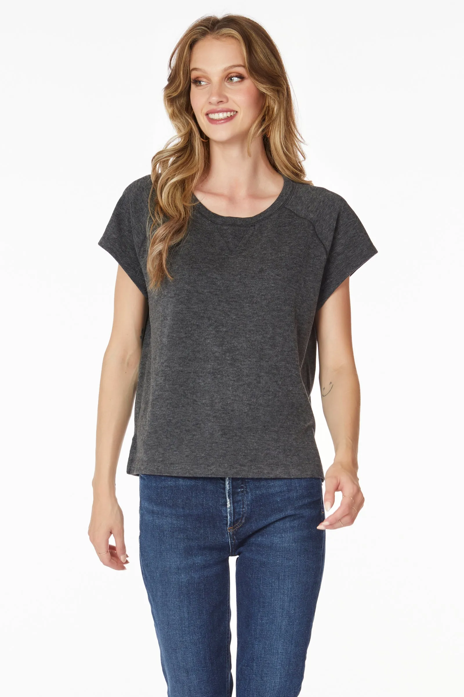 COZY SHORT SLEEVE RAGLAN TOP