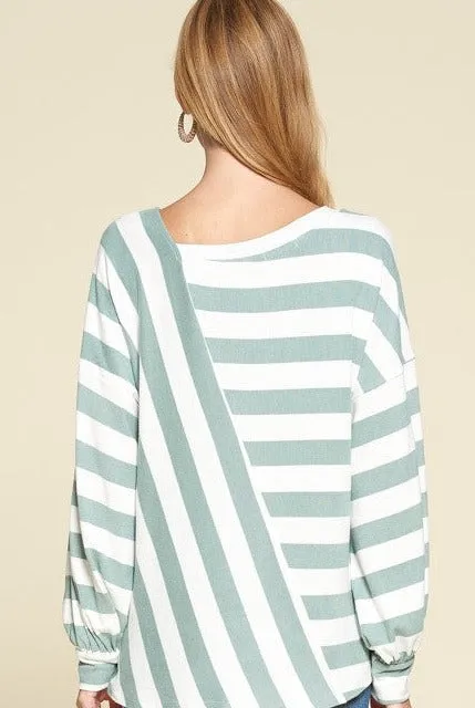 Cozy Striped Spring Top- Mauve or Sage