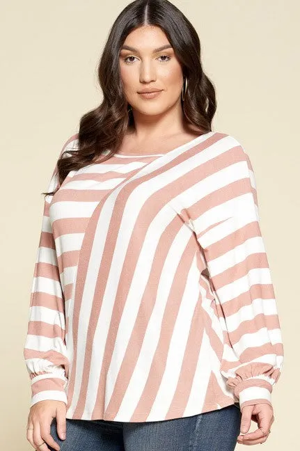 Cozy Striped Spring Top- Mauve or Sage