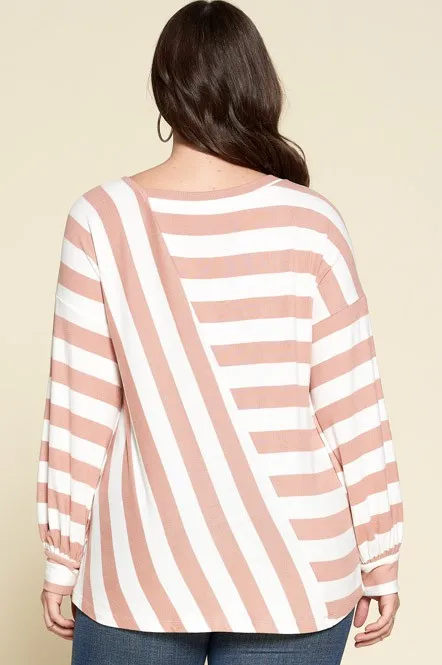 Cozy Striped Spring Top- Mauve or Sage