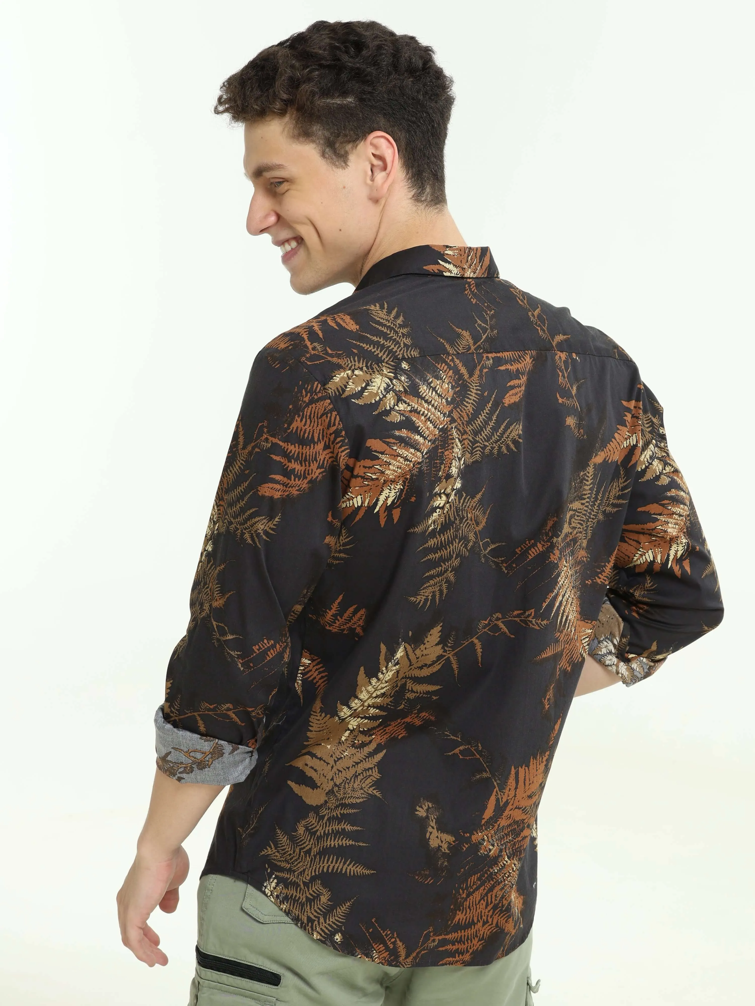 Digital printed black casual shirt