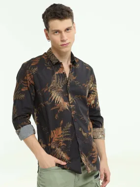 Digital printed black casual shirt