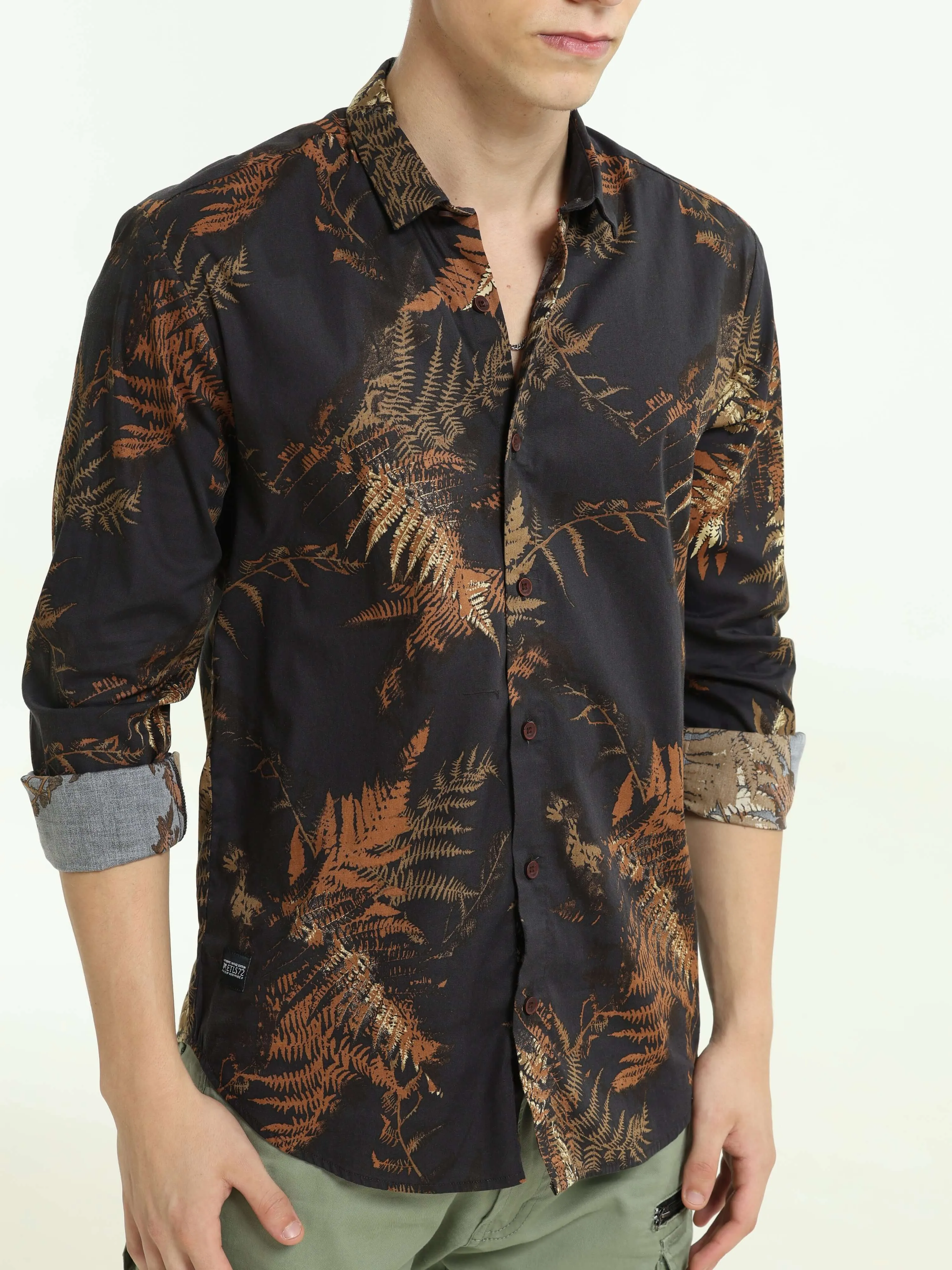 Digital printed black casual shirt