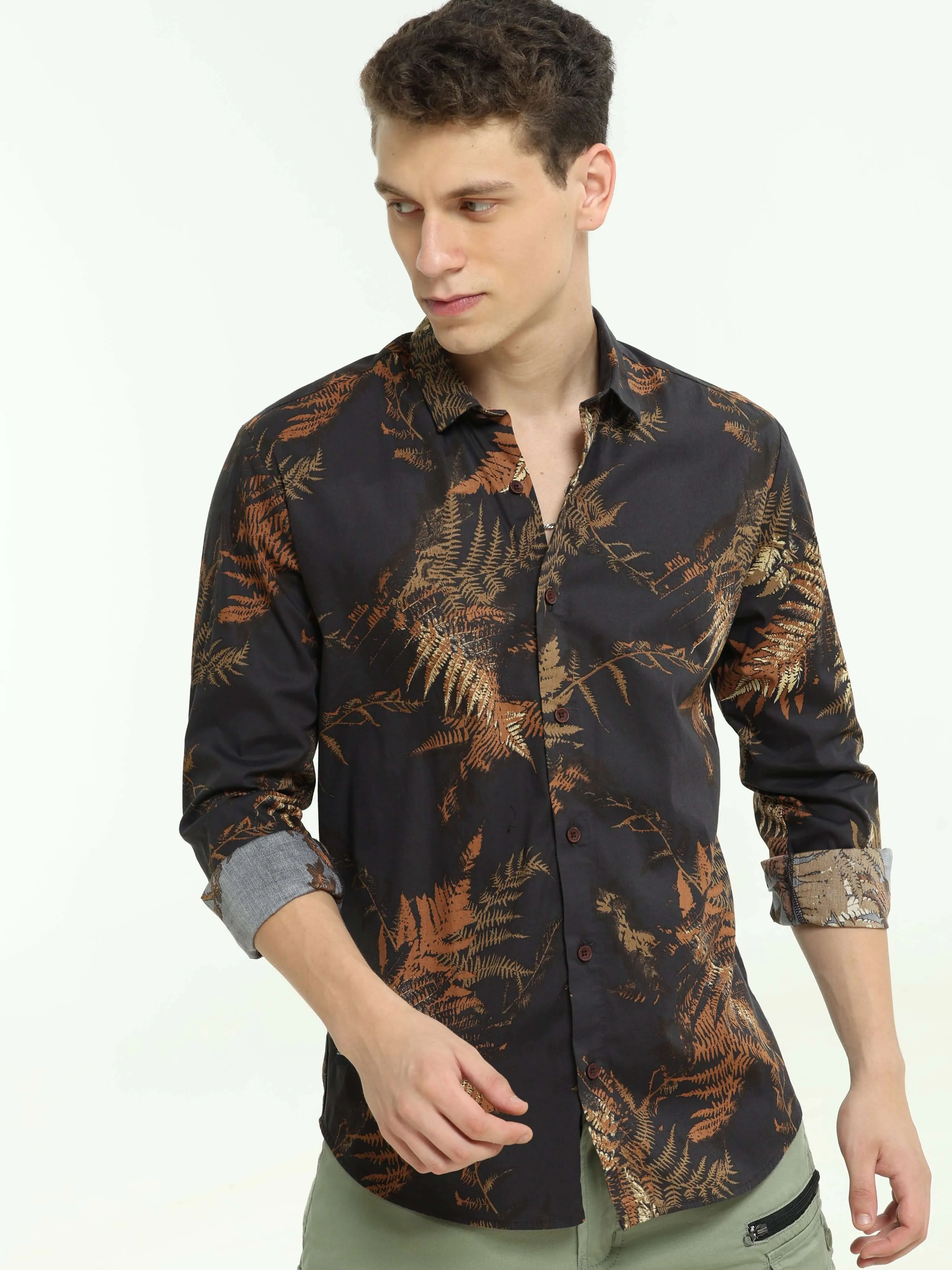 Digital printed black casual shirt