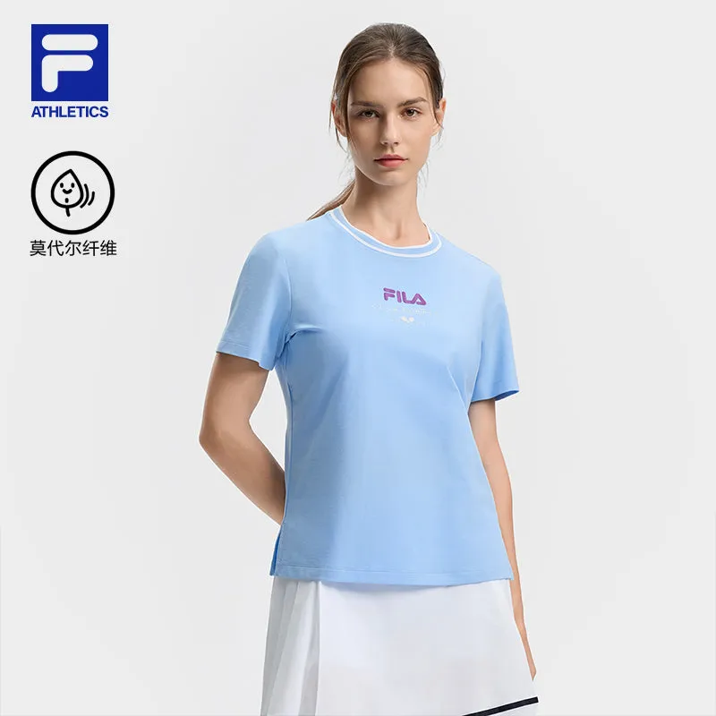 FILA CORE ATHLETICS TENNIS1 ART IN SPORTS Women Short Sleeve T-shirt (Light Blue / Navy / White)