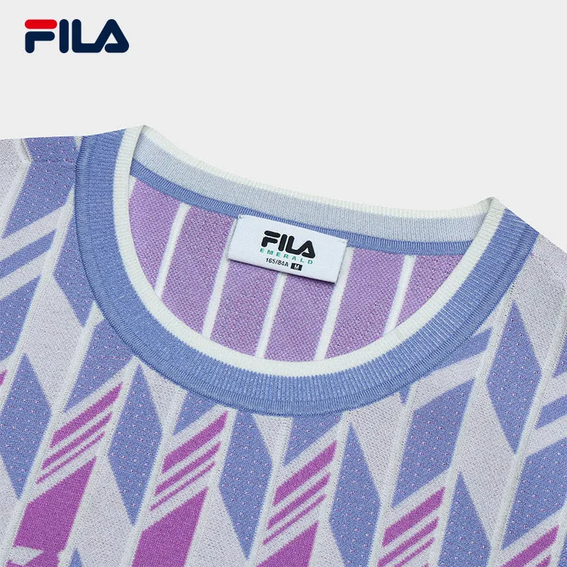 FILA CORE WHITE LINE EMERALD Women Knit Sweater in Light Blue