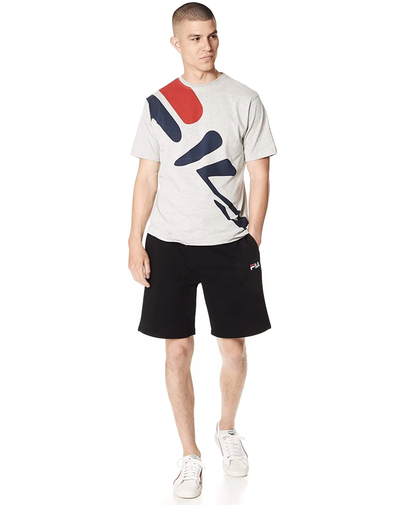 FILA ELDON SWEAT SHORT BLACK WITH POCKET ZIPPER