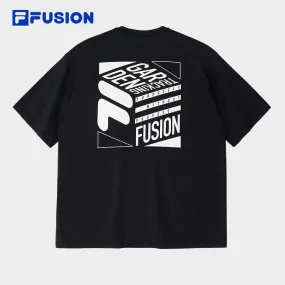 FILA FUSION INLINE QR Unisex Short Sleeve T-shirt (White / Black / Light Brown)