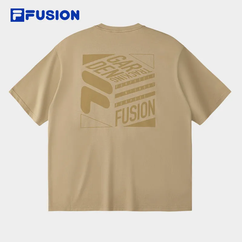 FILA FUSION INLINE QR Unisex Short Sleeve T-shirt (White / Black / Light Brown)