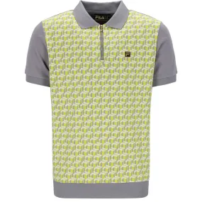 Fila Gold Axel Geo Jacquard Polo - Yellow / Grey