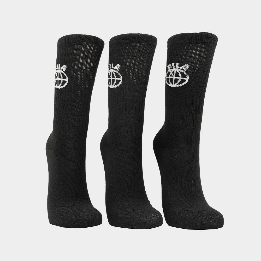 Fila Unisex 3pk Porter Tube Sock Black _ 181132 _ Black