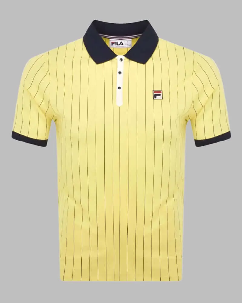 FILA Vintage BB1 Classic Striped Polo Limelight/Navy/Gardenia