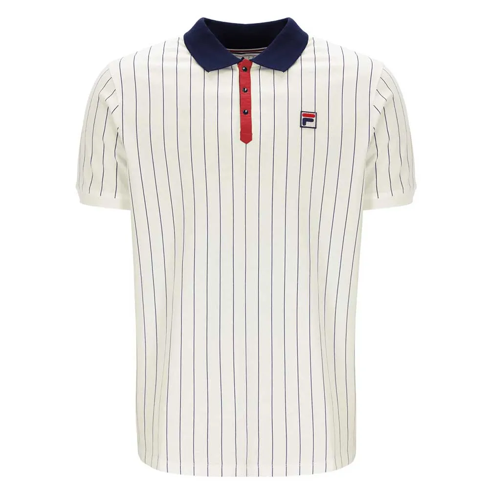 Fila Vintage BB1 Classic Vintage Striped Polo -  Gardenia/ Navy/ Red