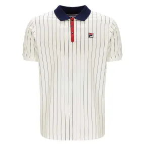 Fila Vintage BB1 Classic Vintage Striped Polo -  Gardenia/ Navy/ Red