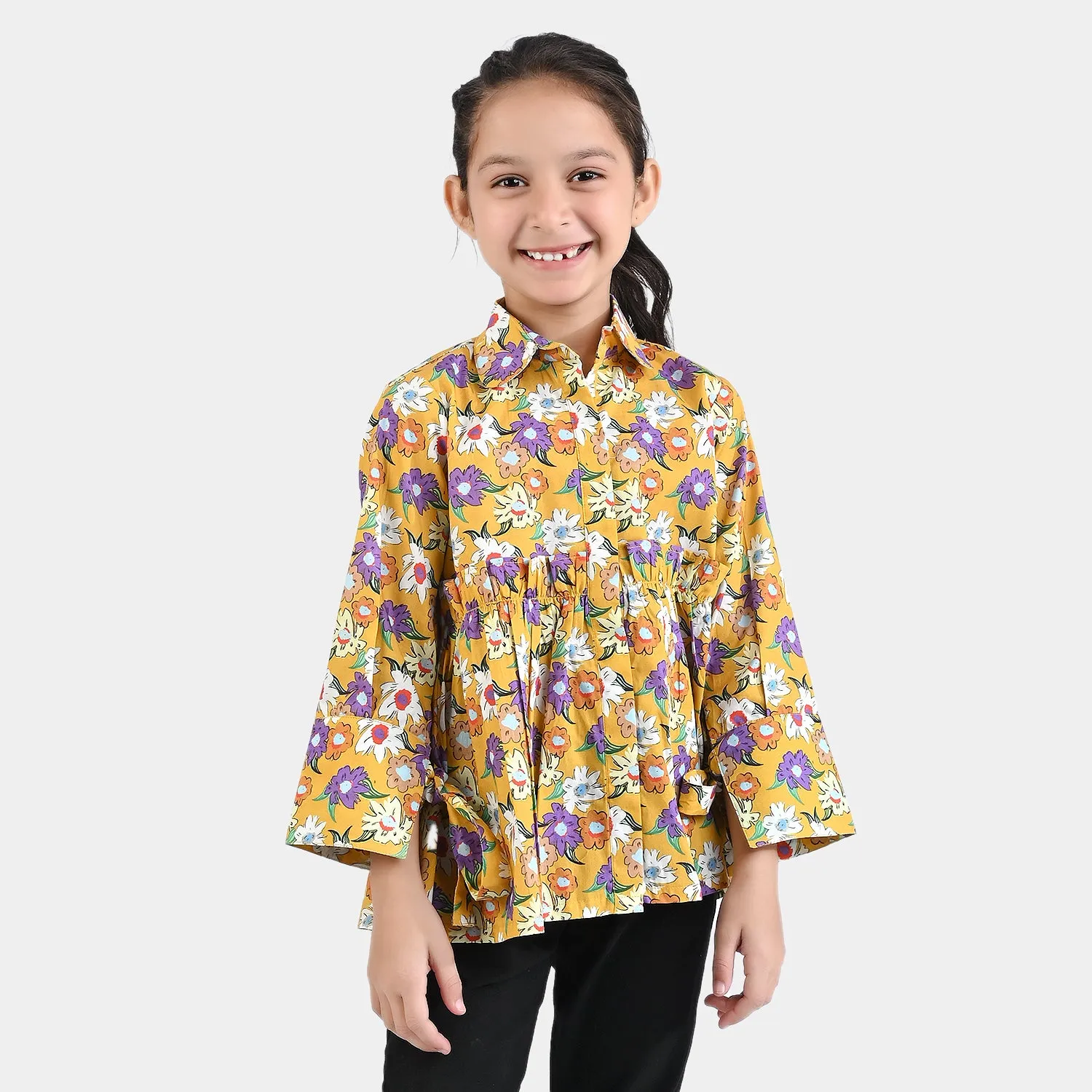 Girls Cotton Poplin Casual Top ivy-Yellow