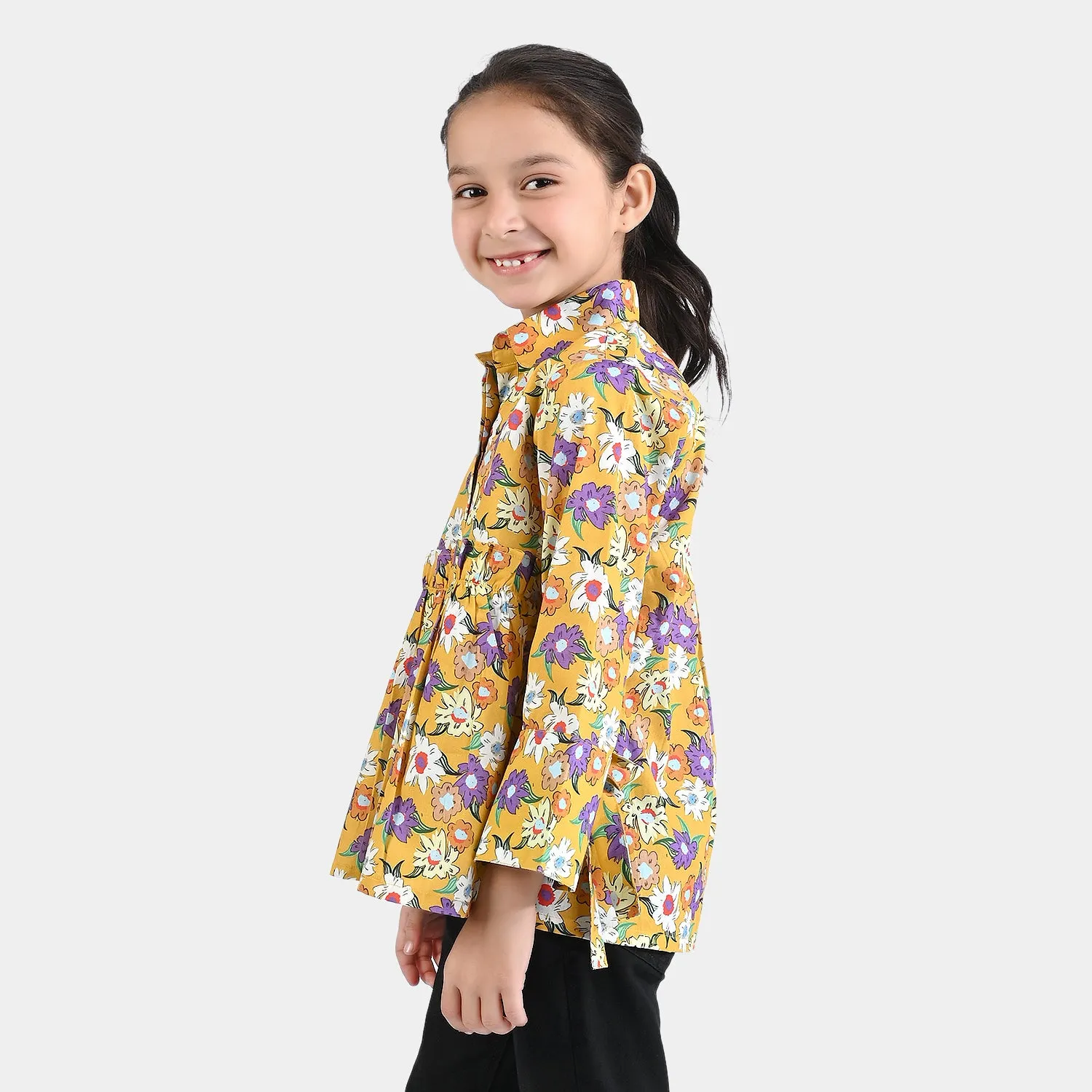 Girls Cotton Poplin Casual Top ivy-Yellow