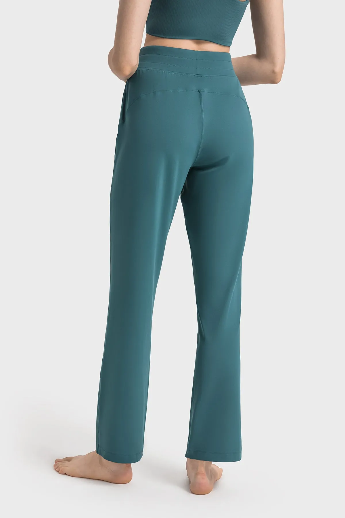 High-Waisted Straight-Leg Casual Trousers