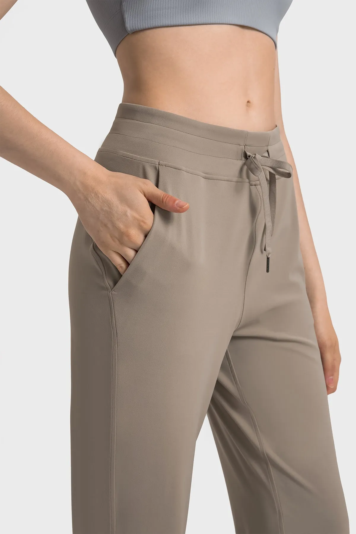 High-Waisted Straight-Leg Casual Trousers