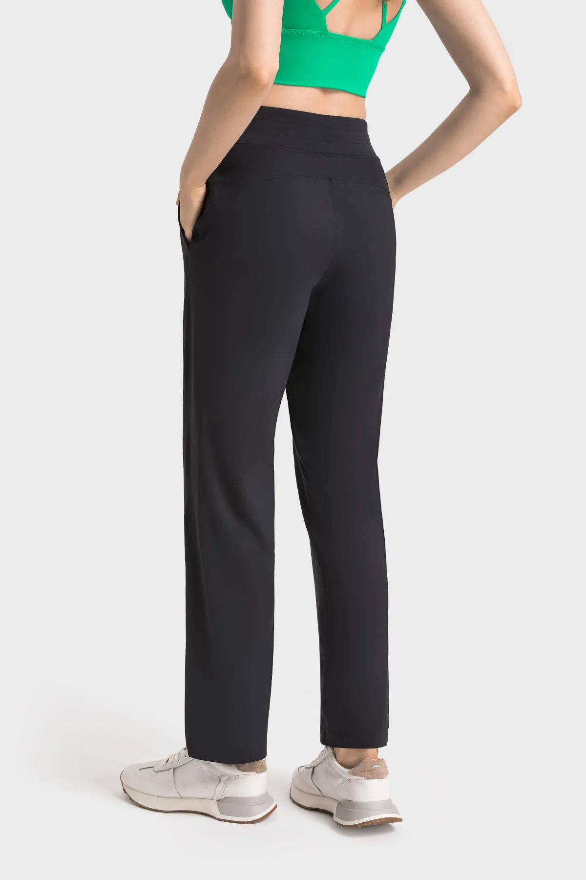 High-Waisted Straight-Leg Casual Trousers