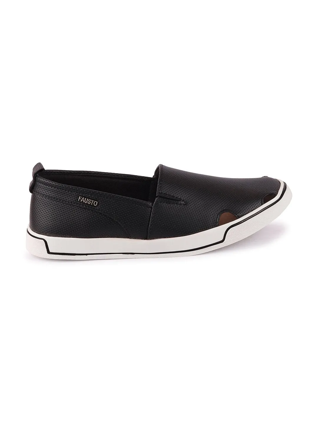 Men Black Casual Slip-On Loafers