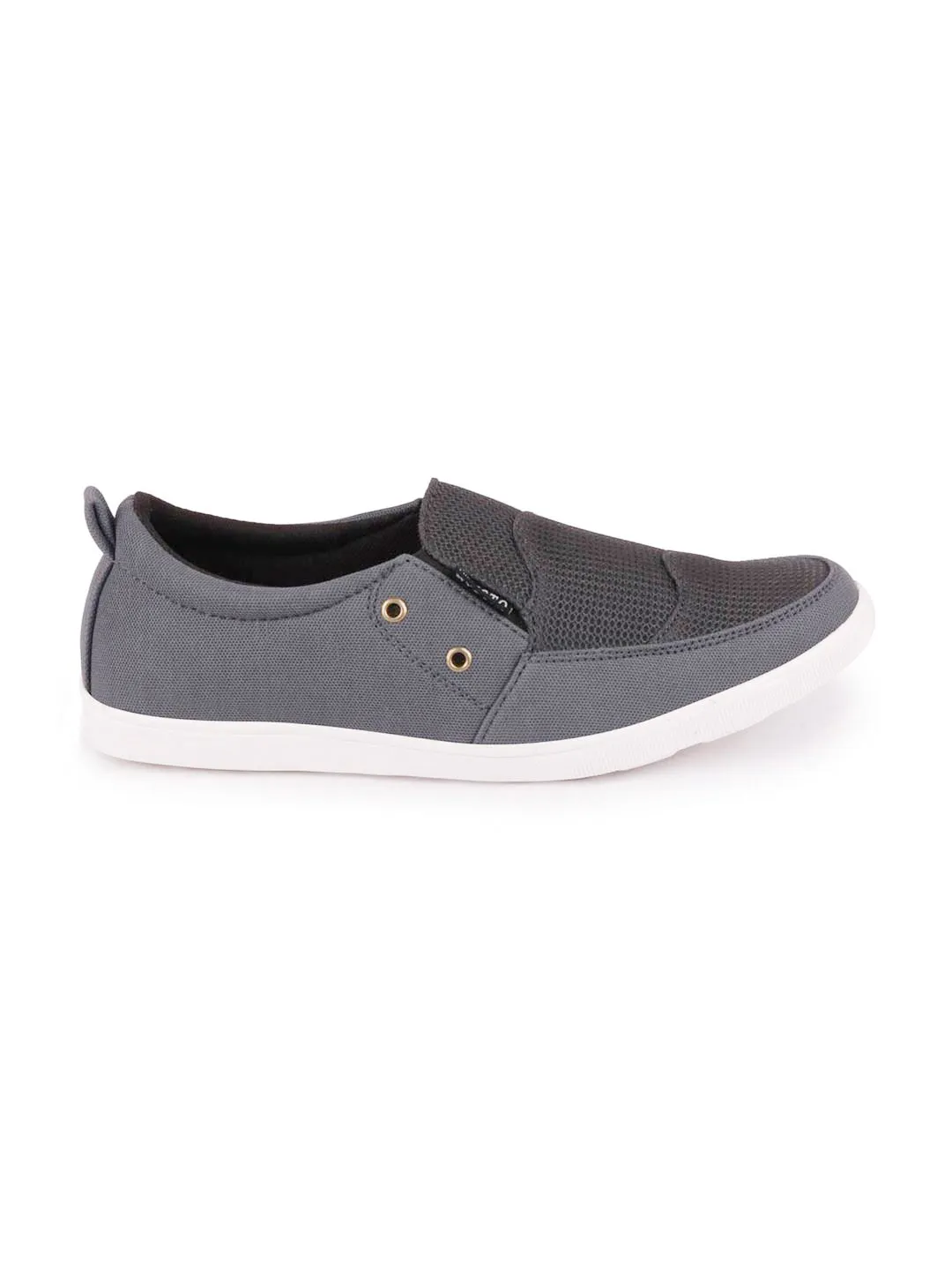 Men Grey Casual Canvas Slip-On Loafers