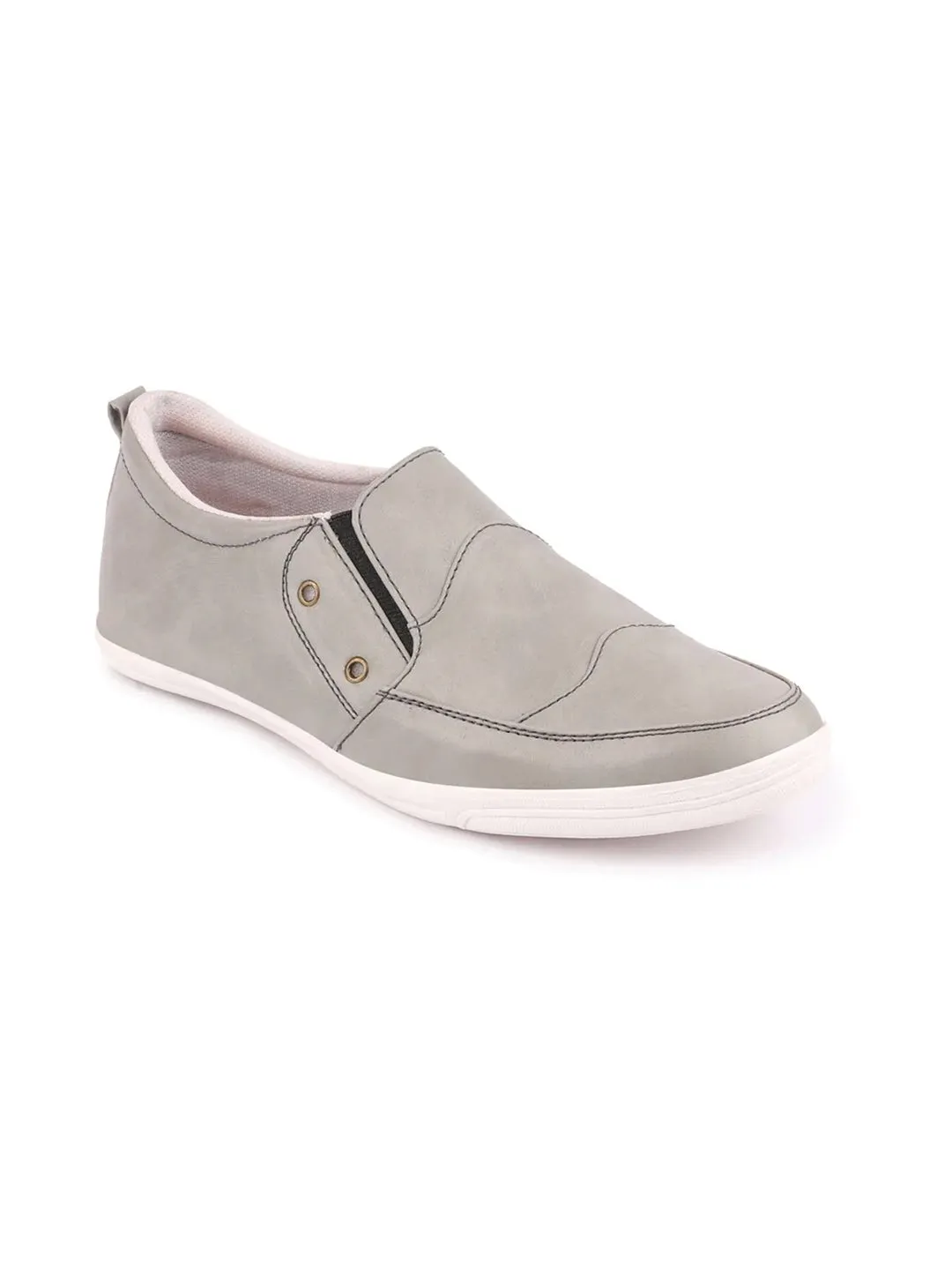 Men Grey Casual Slip-On Loafers