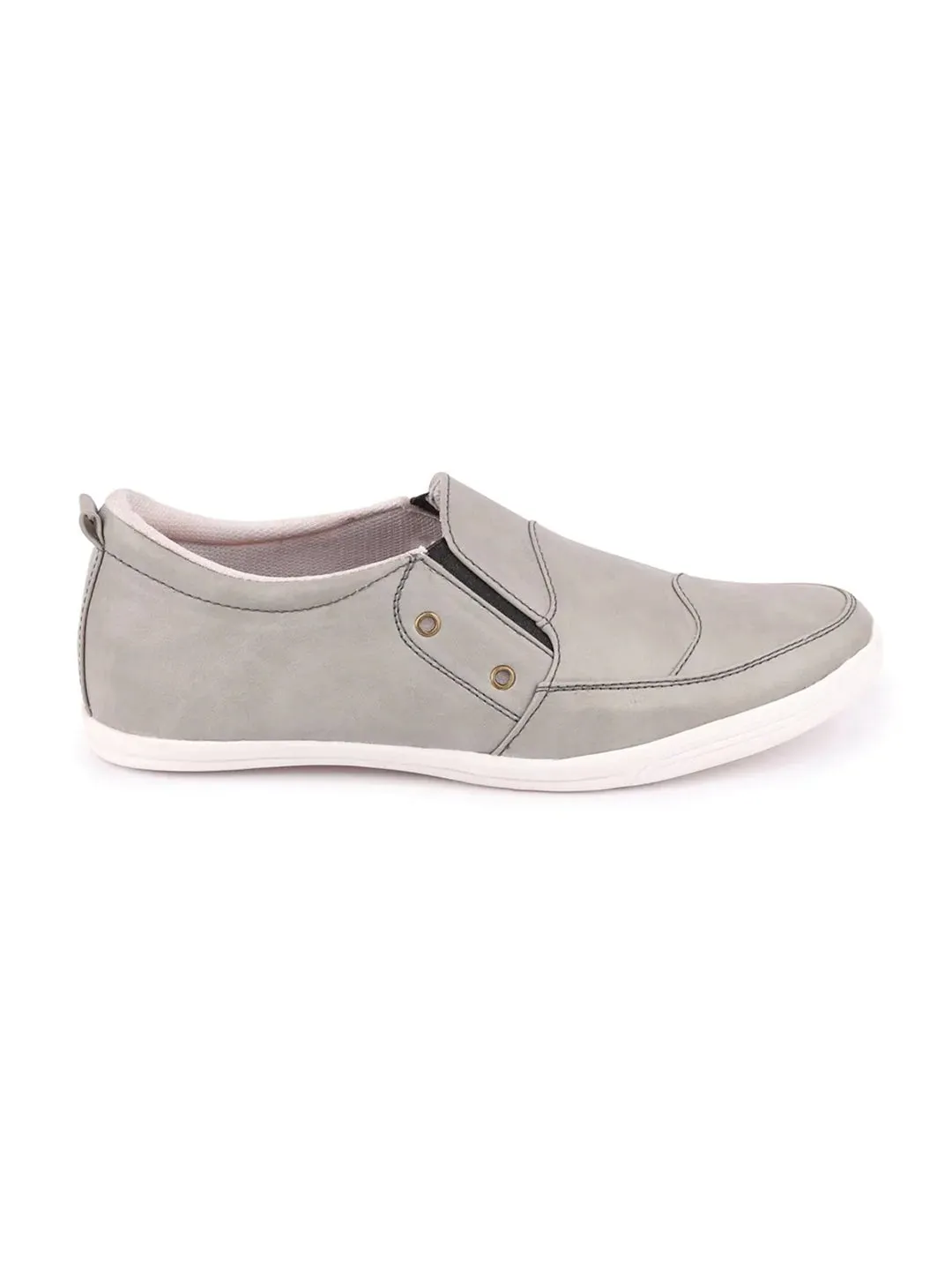 Men Grey Casual Slip-On Loafers