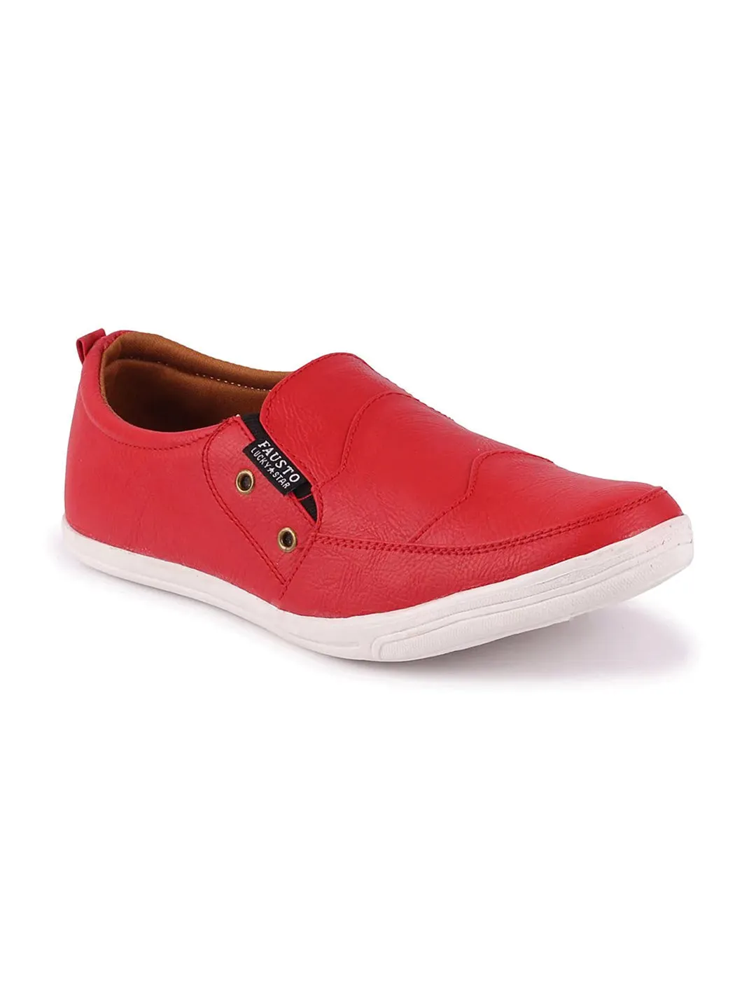 Men Red Casual Slip-On Loafers