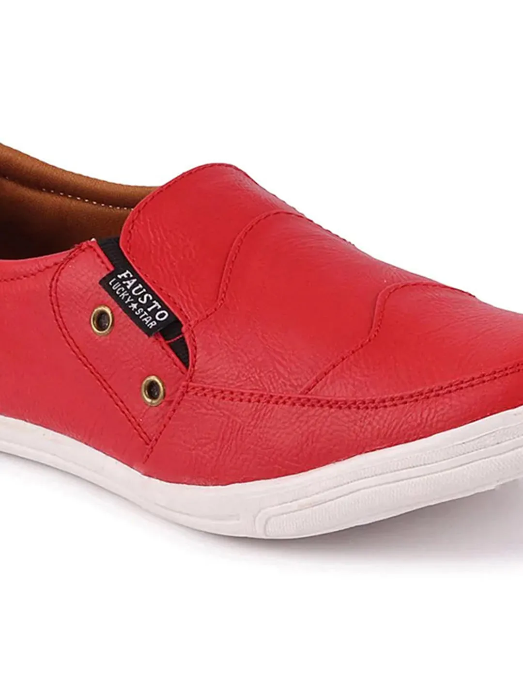 Men Red Casual Slip-On Loafers