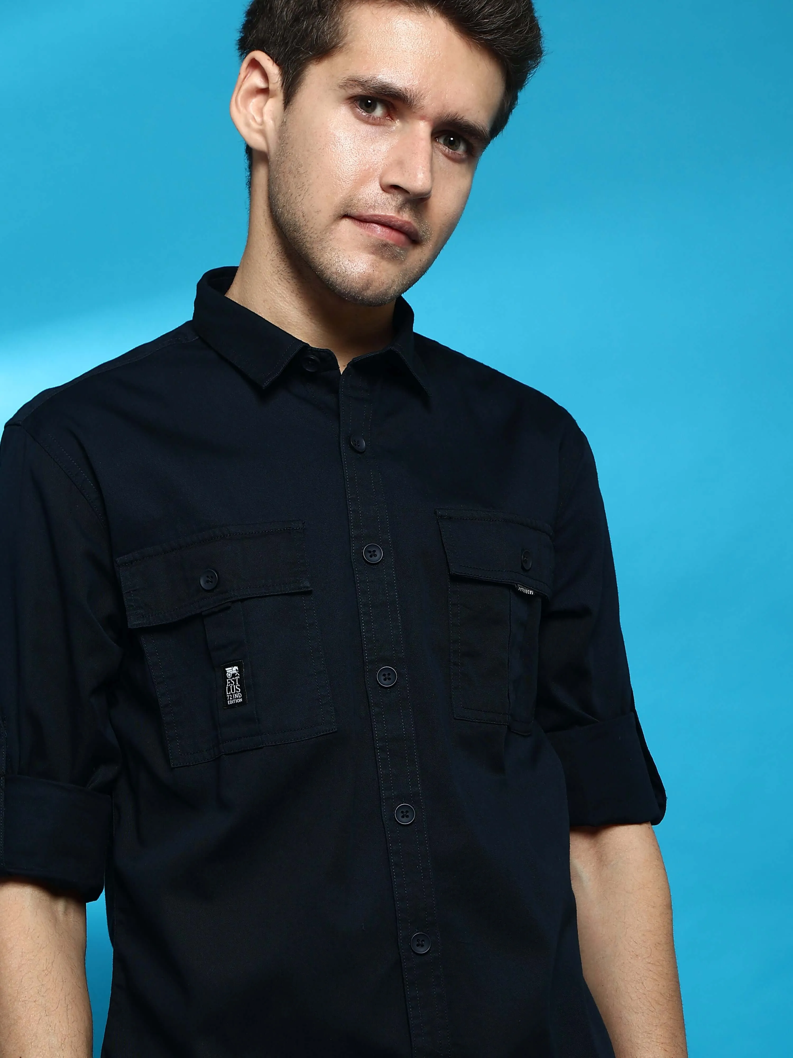 Navy Cargo casual full sleeve shirt