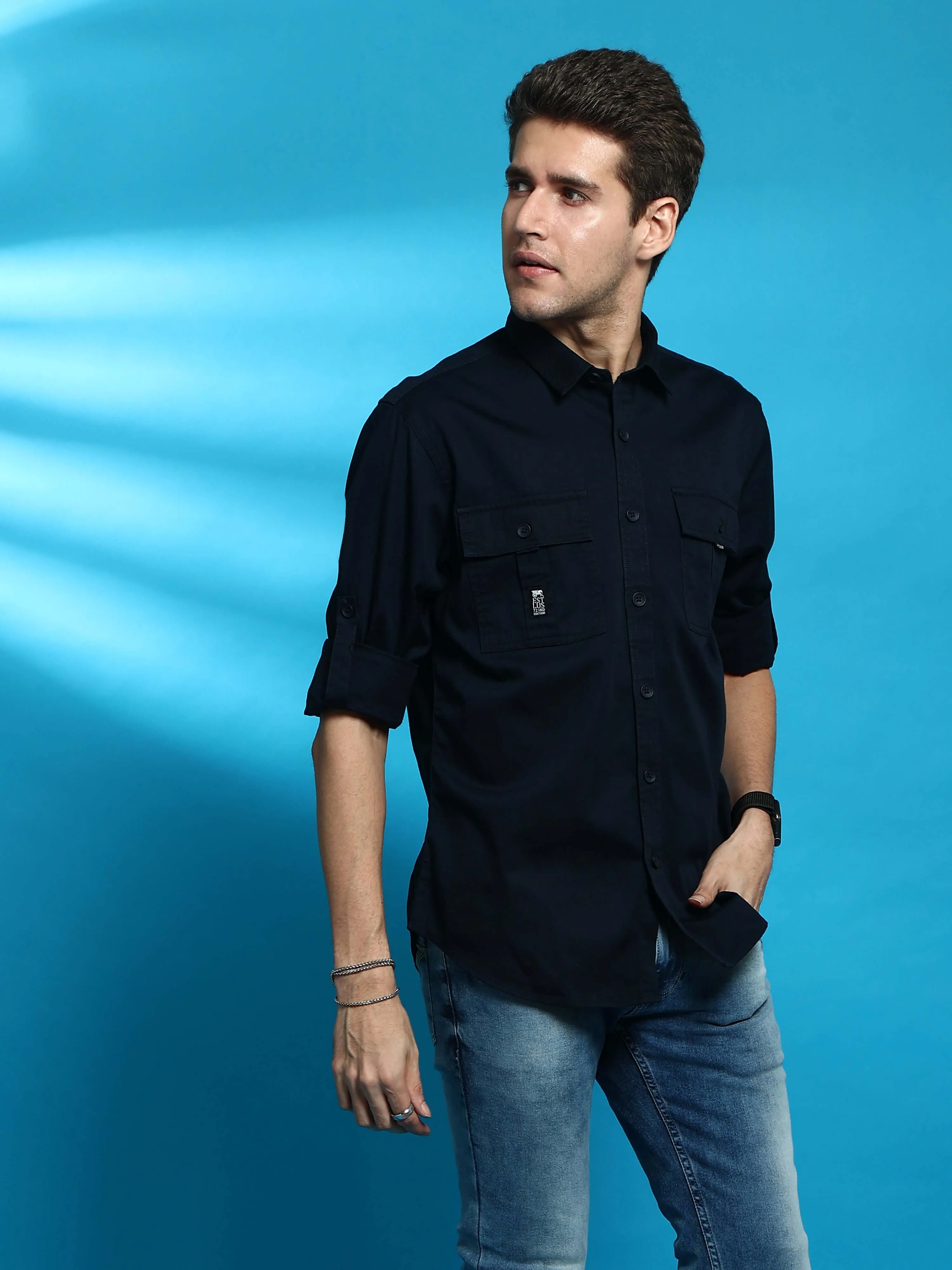 Navy Cargo casual full sleeve shirt