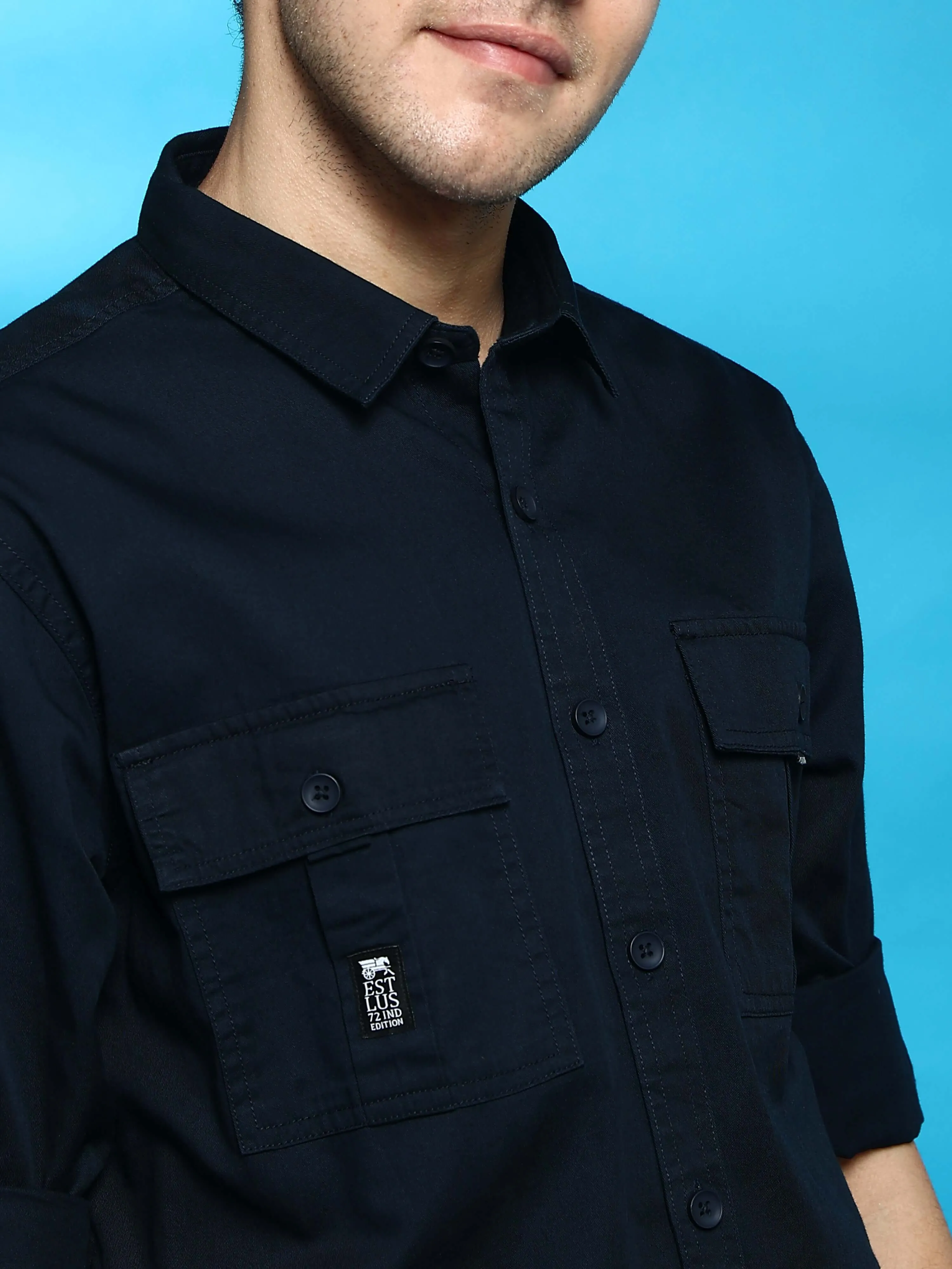 Navy Cargo casual full sleeve shirt