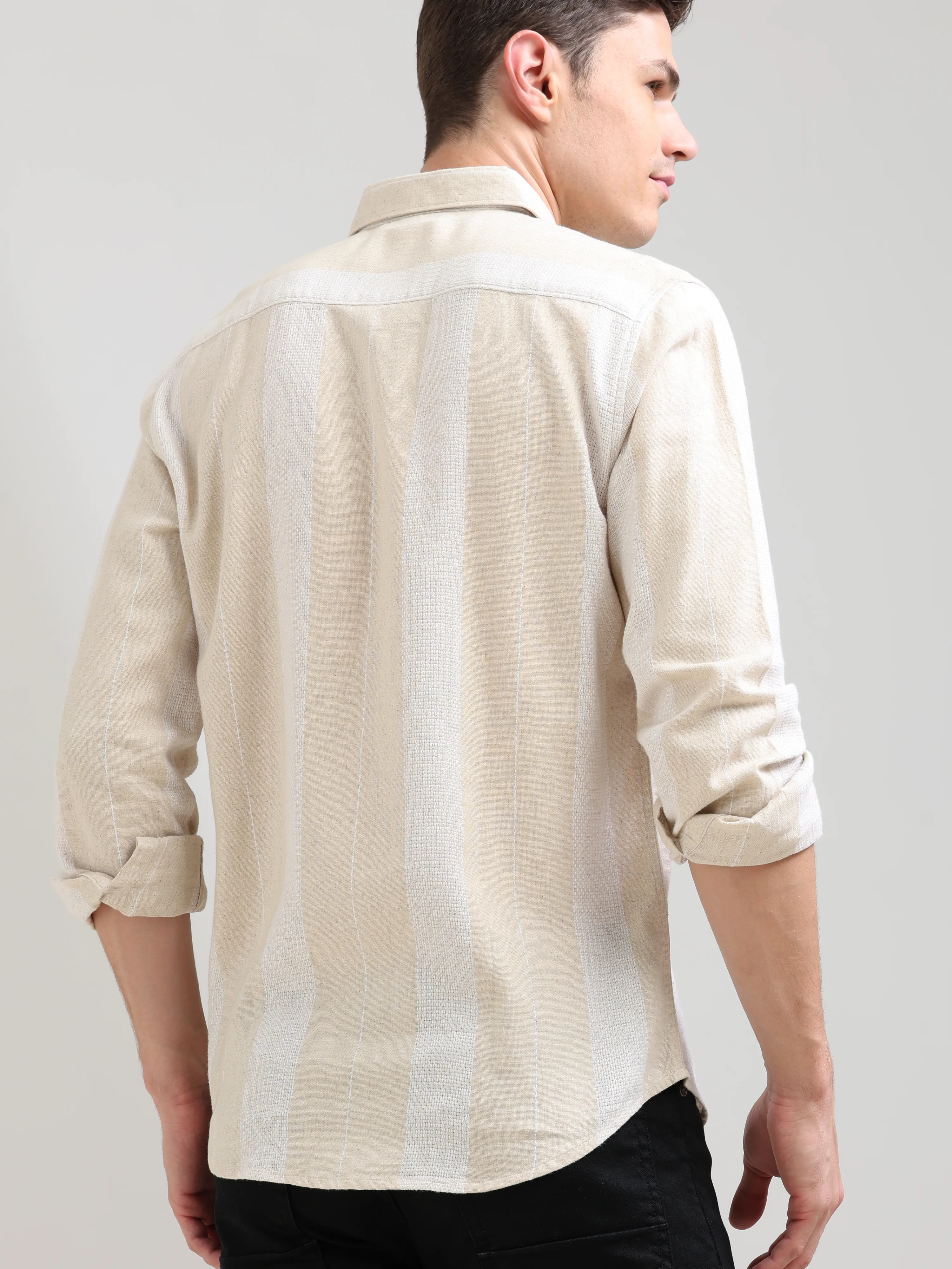 Pure cotton cream&white Casual shirt