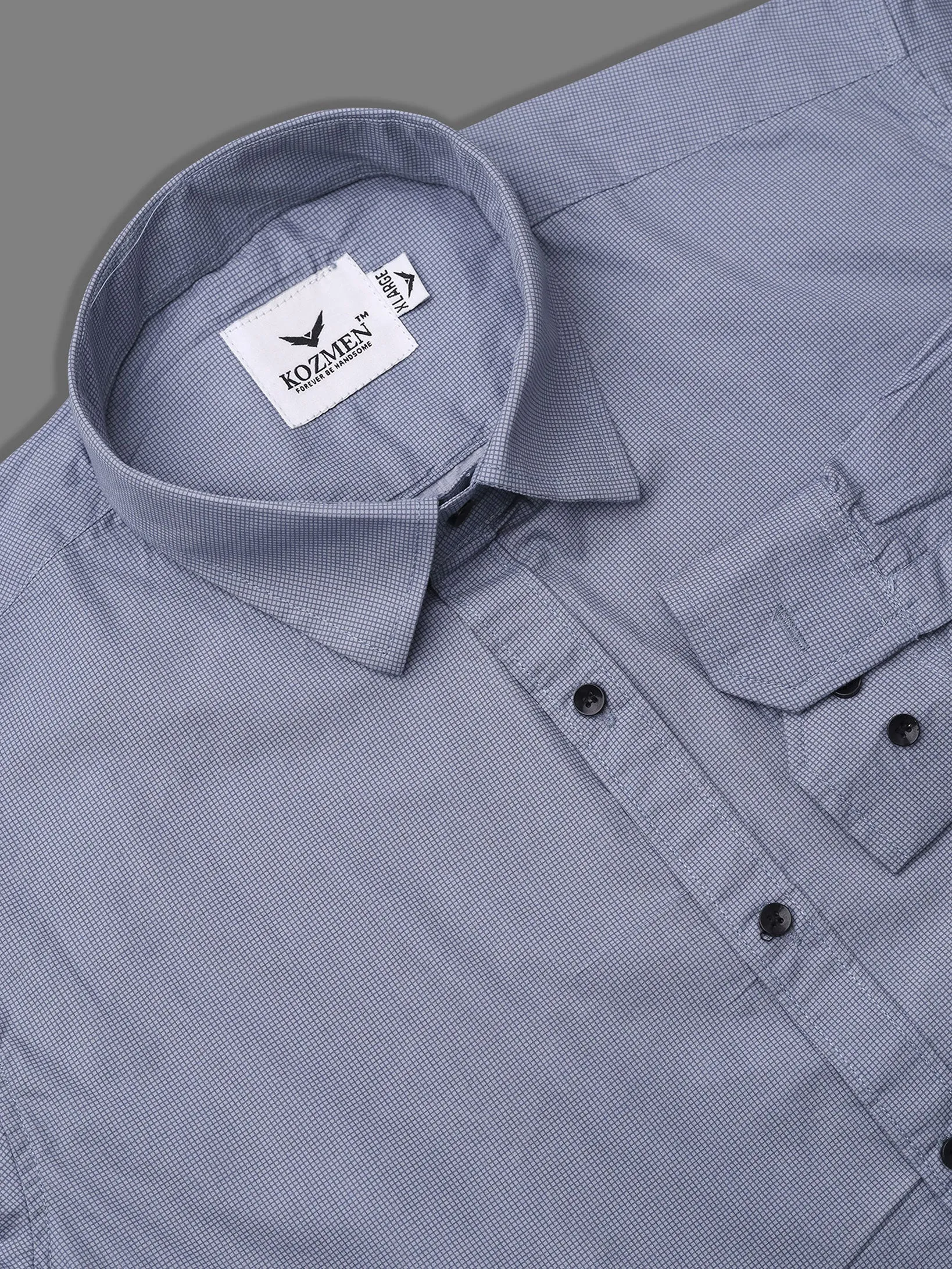 Slat Grey Graph Checks Casual Cotton Shirt