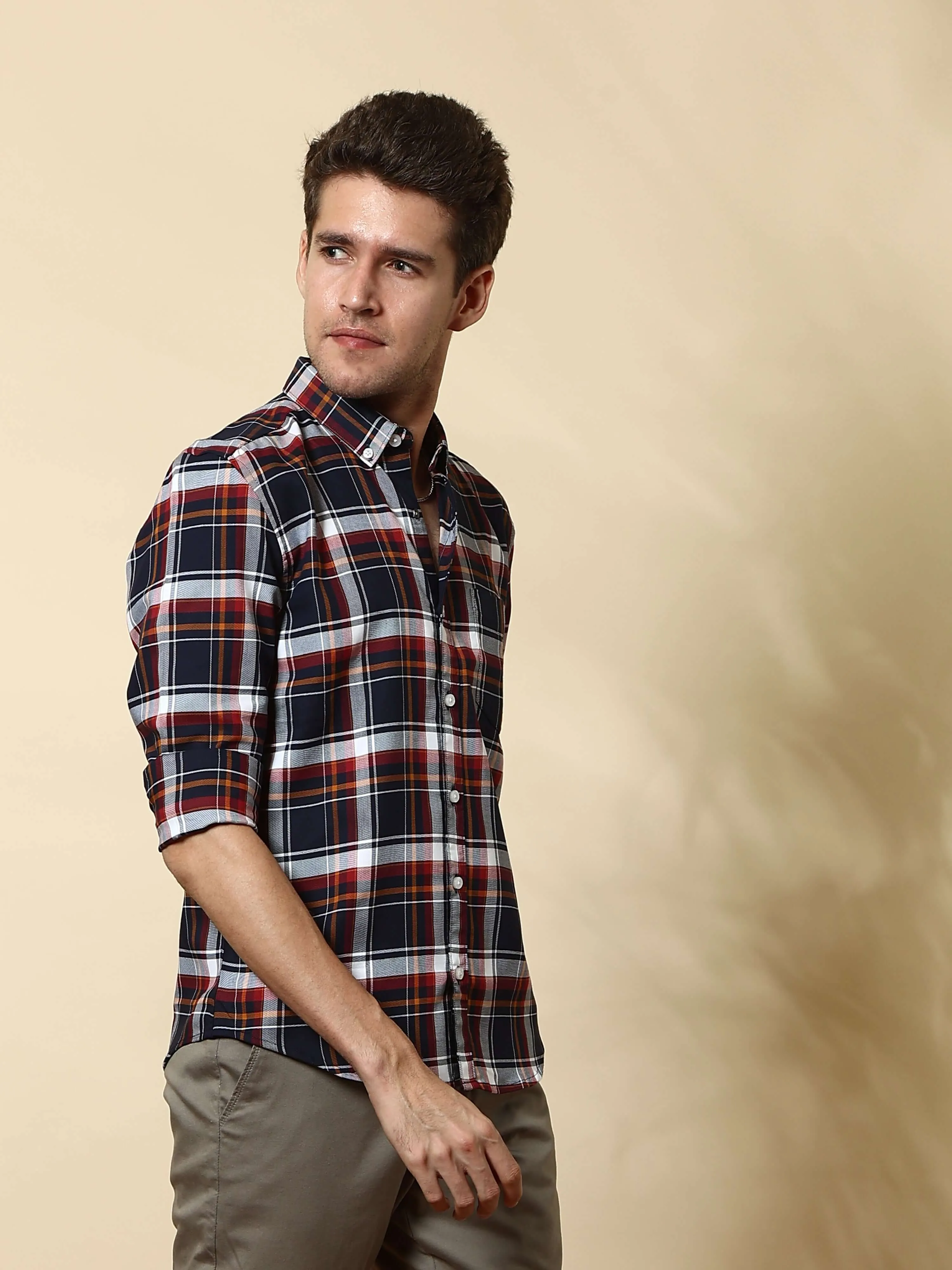 Teal & Green casual check full sleeve shirt