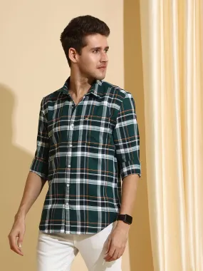 Teal & Green casual check full sleeves shirt