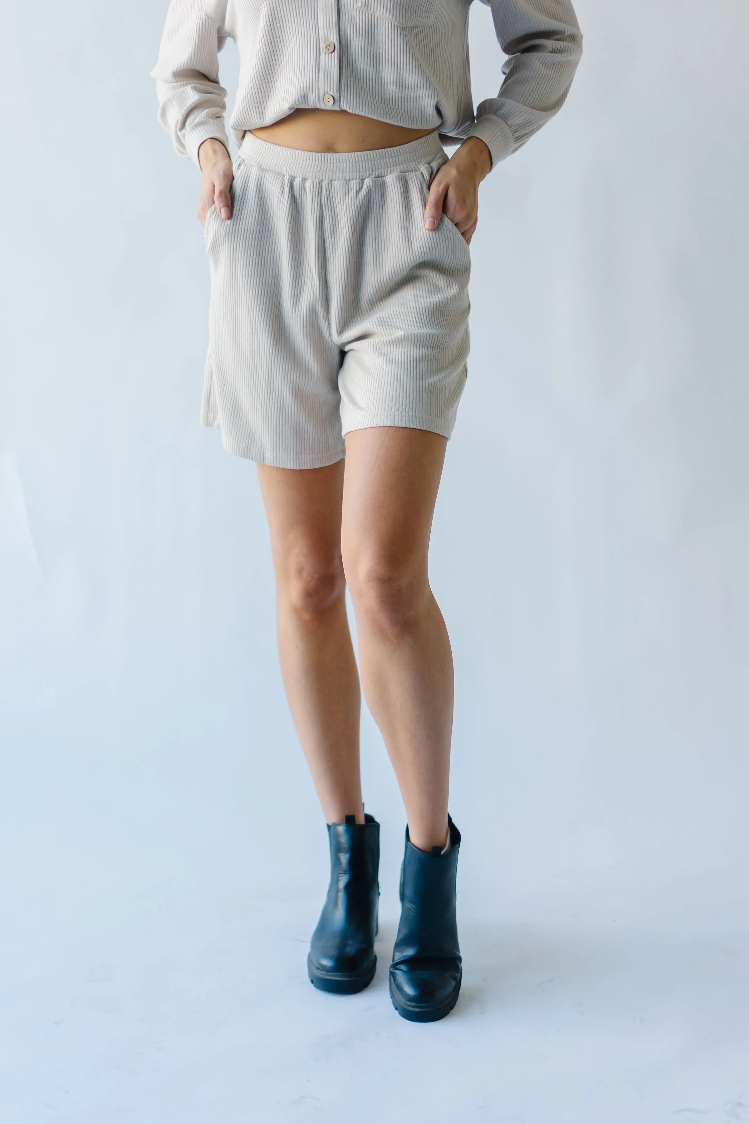 The Du Sol Cozy Ribbed Shorts in Taupe