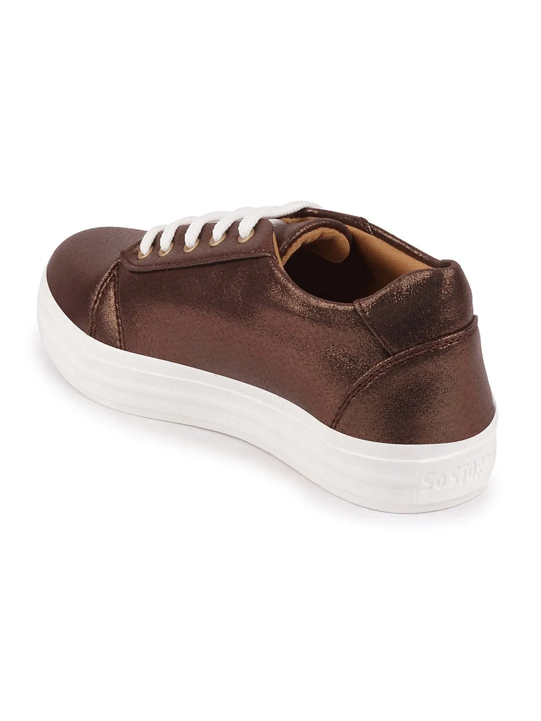 Women Copper Casual Lace-Up Sneakers