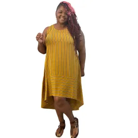 Women's Casual Striped Plus Size Maxi Dress